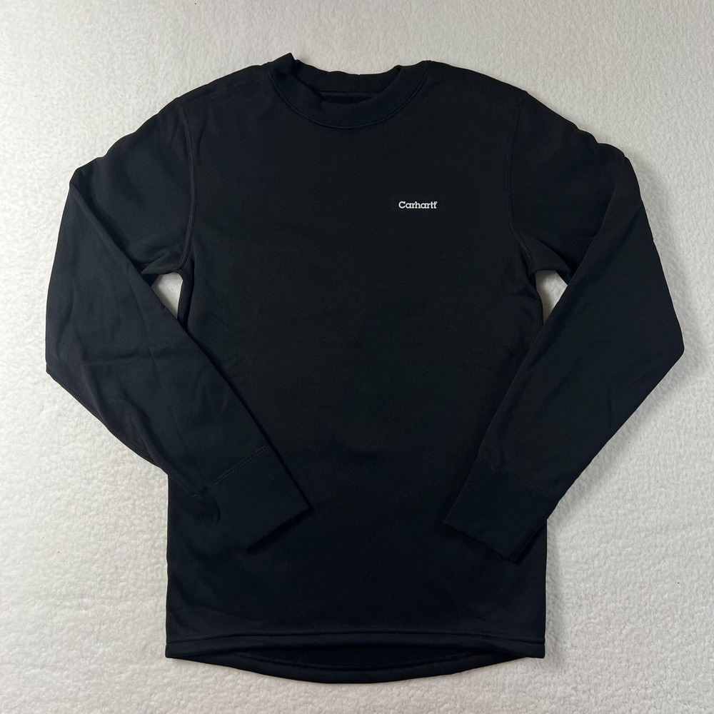 Carhartt Heavyweight Thermal Polyester Crewneck Top Black Men's Size S VTG NWT - Picture 1 of 15